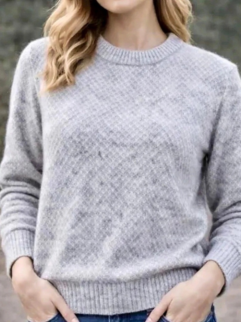 Quince Baby Alpaca-Wool Diamond Stitch Lightweight Cozy Sweater Size Small